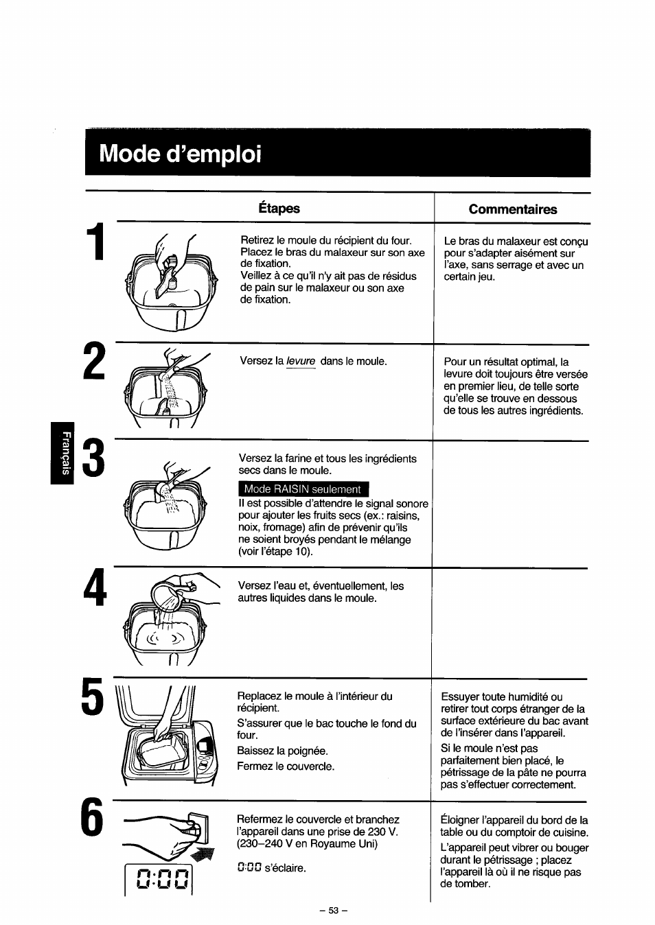 Mode d’emploi, Mode d’emploi -58 | Panasonic SD251 User Manual | Page 54 / 64