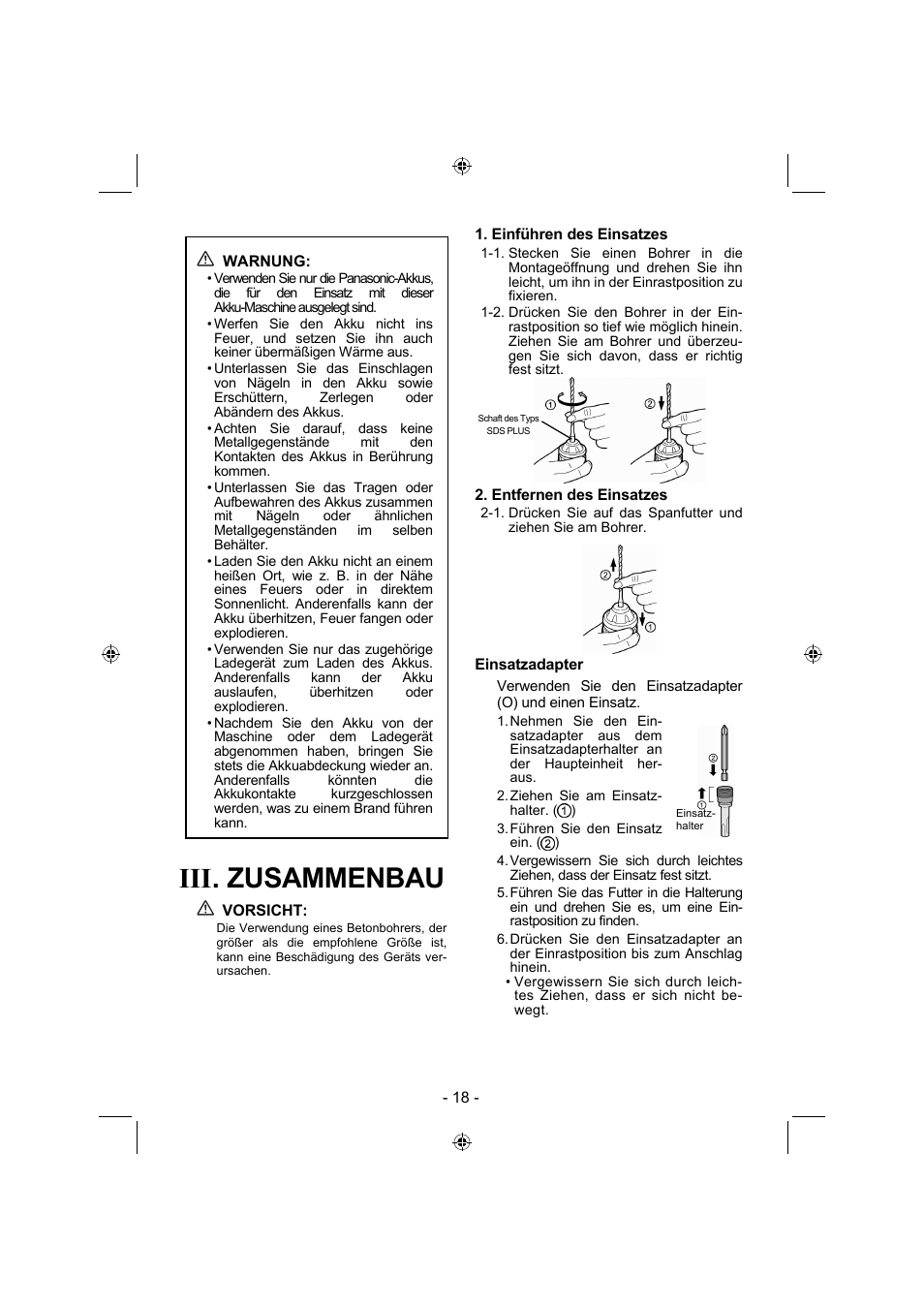 Iii. zusammenbau | Panasonic EY7840 User Manual | Page 18 / 144