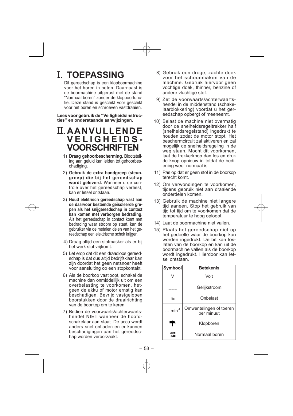 Toepassing | Panasonic EY7840 User Manual | Page 53 / 144