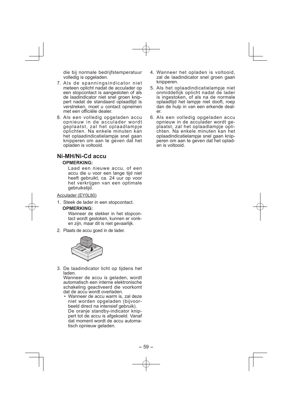 Ni­mh/ni­cd accu | Panasonic EY7840 User Manual | Page 59 / 144