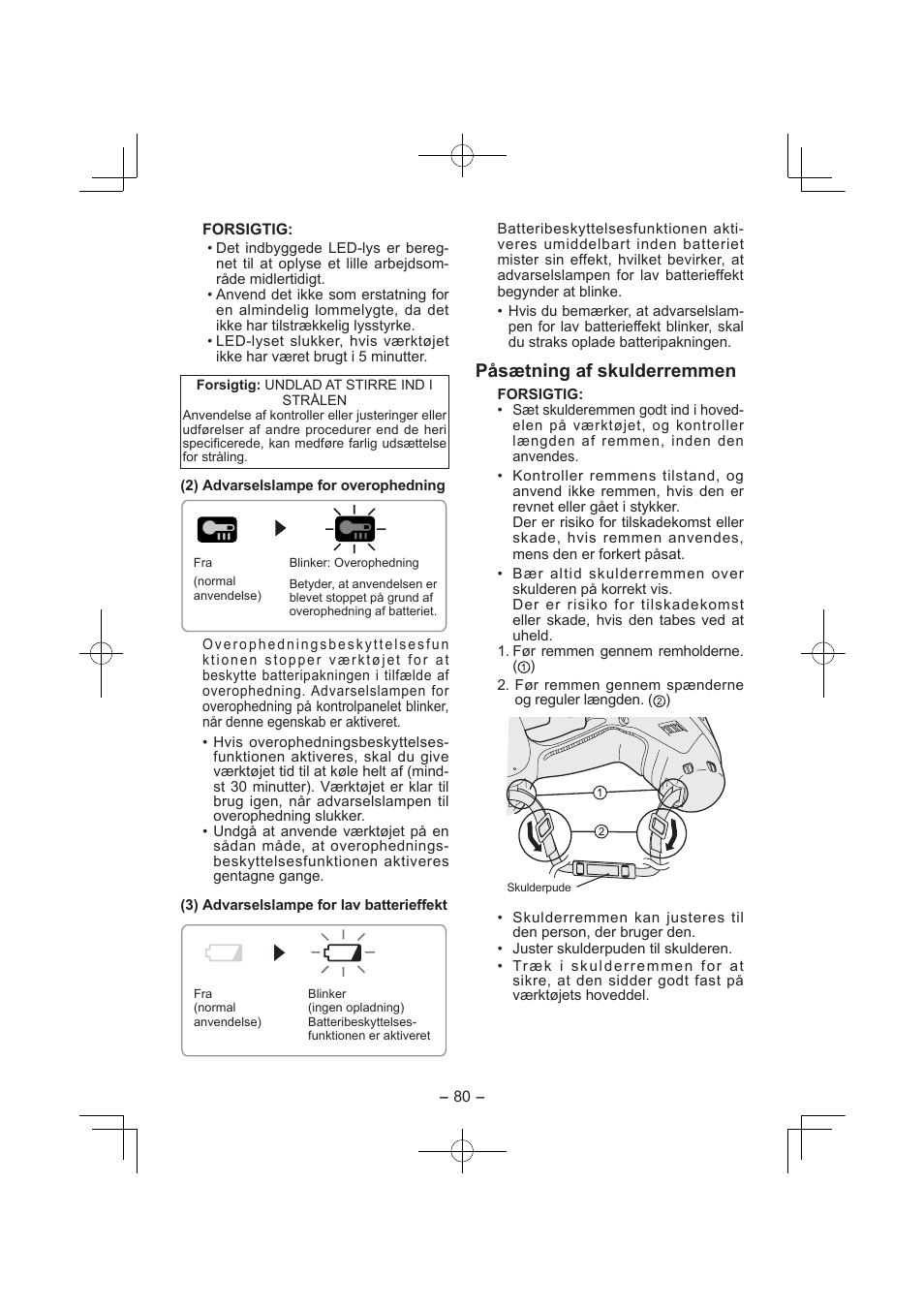 Påsætning af skulderremmen | Panasonic EY7840 User Manual | Page 80 / 144