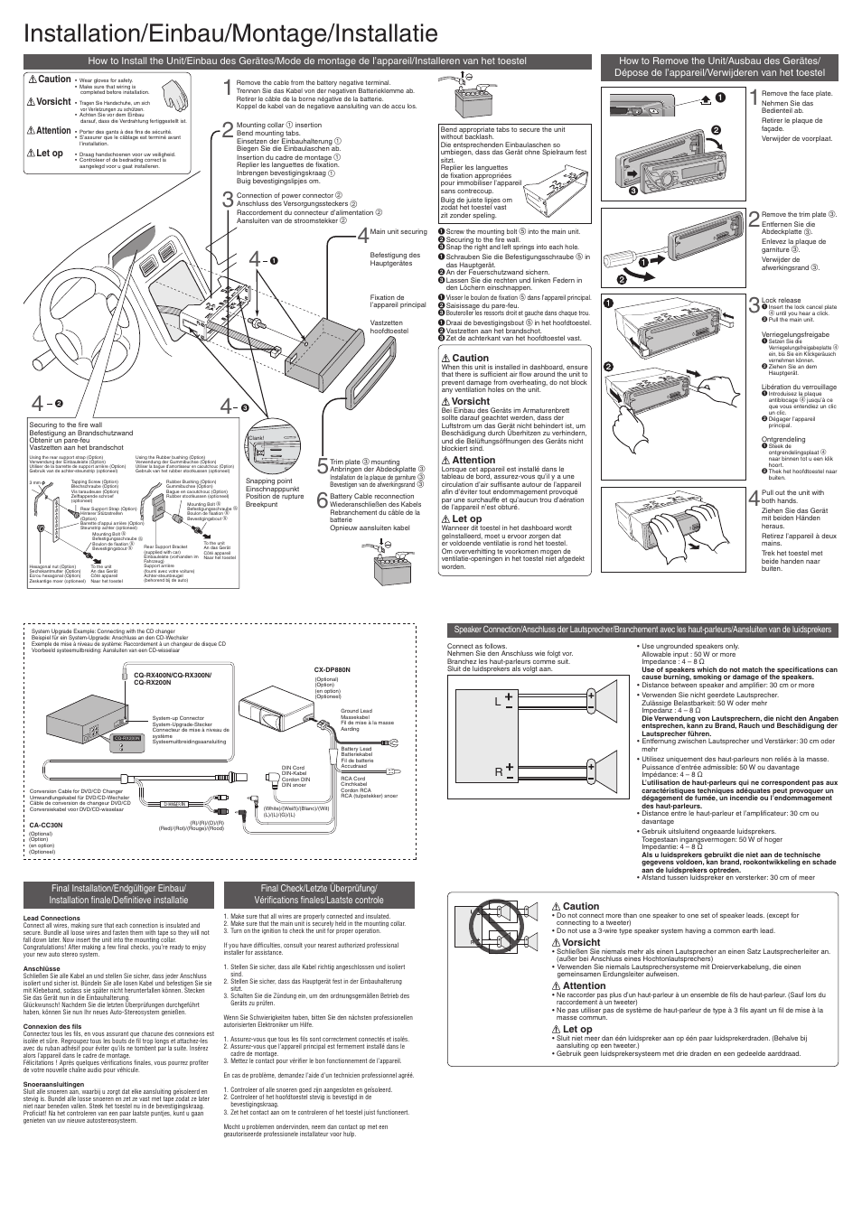 Installation/einbau/montage/installatie | Panasonic CQRX101N User Manual | Page 2 / 2