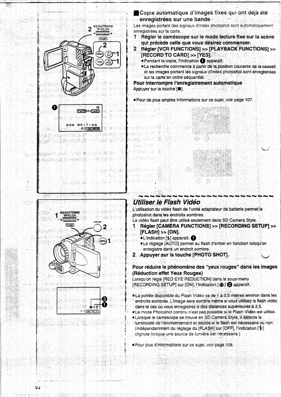 Utiliser le flash vidéo | Panasonic NVEX21EG User Manual | Page 38 / 64