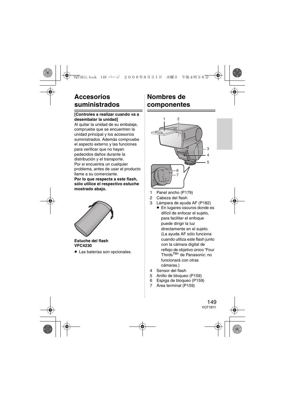 Accesorios suministrados, Nombres de componentes | Panasonic DMWFL360E User Manual | Page 149 / 196