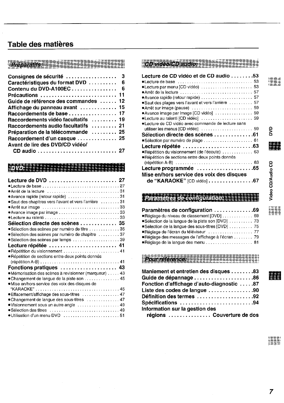 Panasonic DVDA100 User Manual | Page 7 / 96
