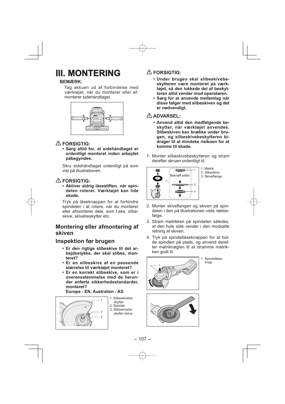 Iii. montering | Panasonic EY4640 User Manual | Page 107 / 196