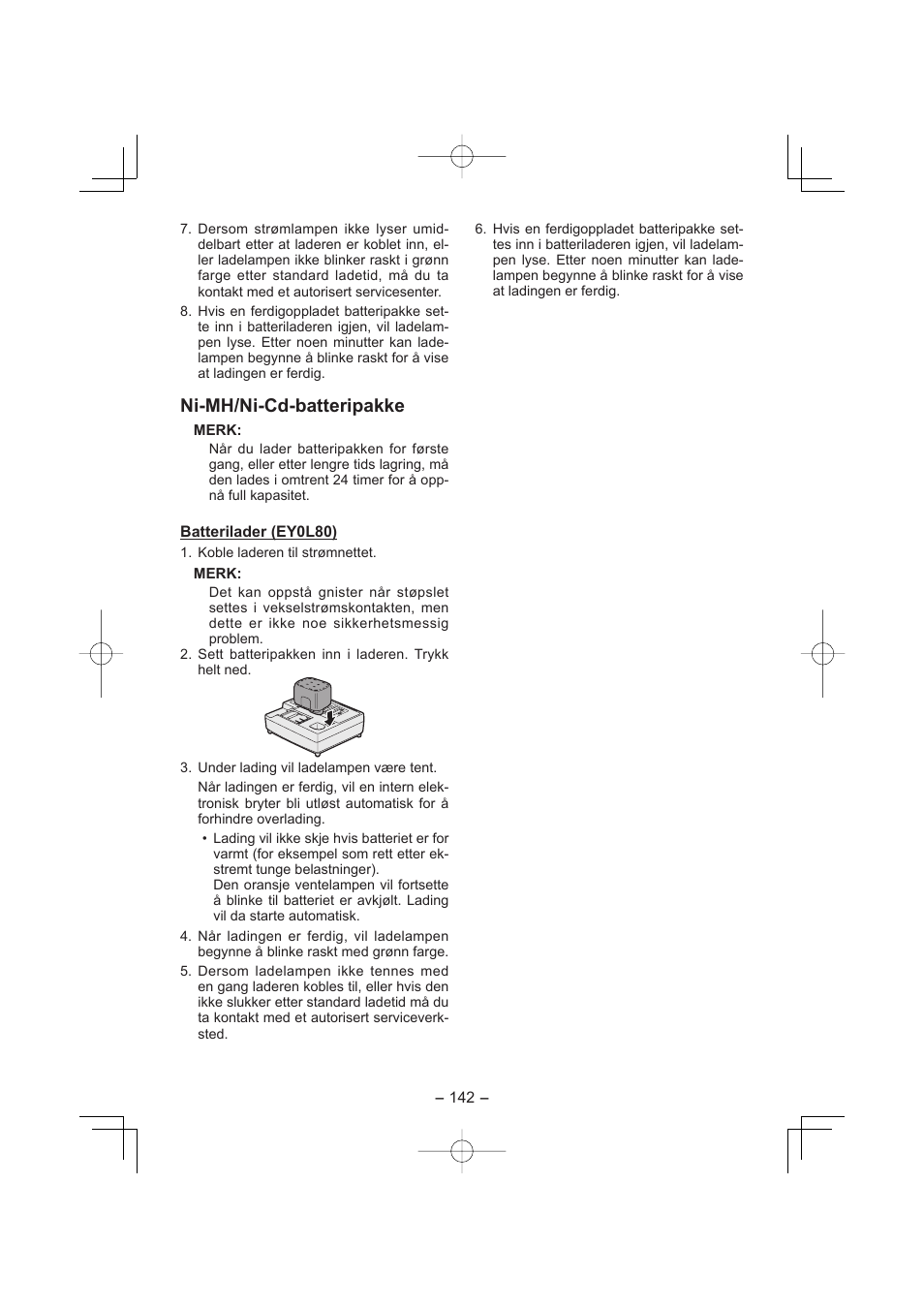 Ni-mh/ni-cd-batteripakke | Panasonic EY4640 User Manual | Page 142 / 196