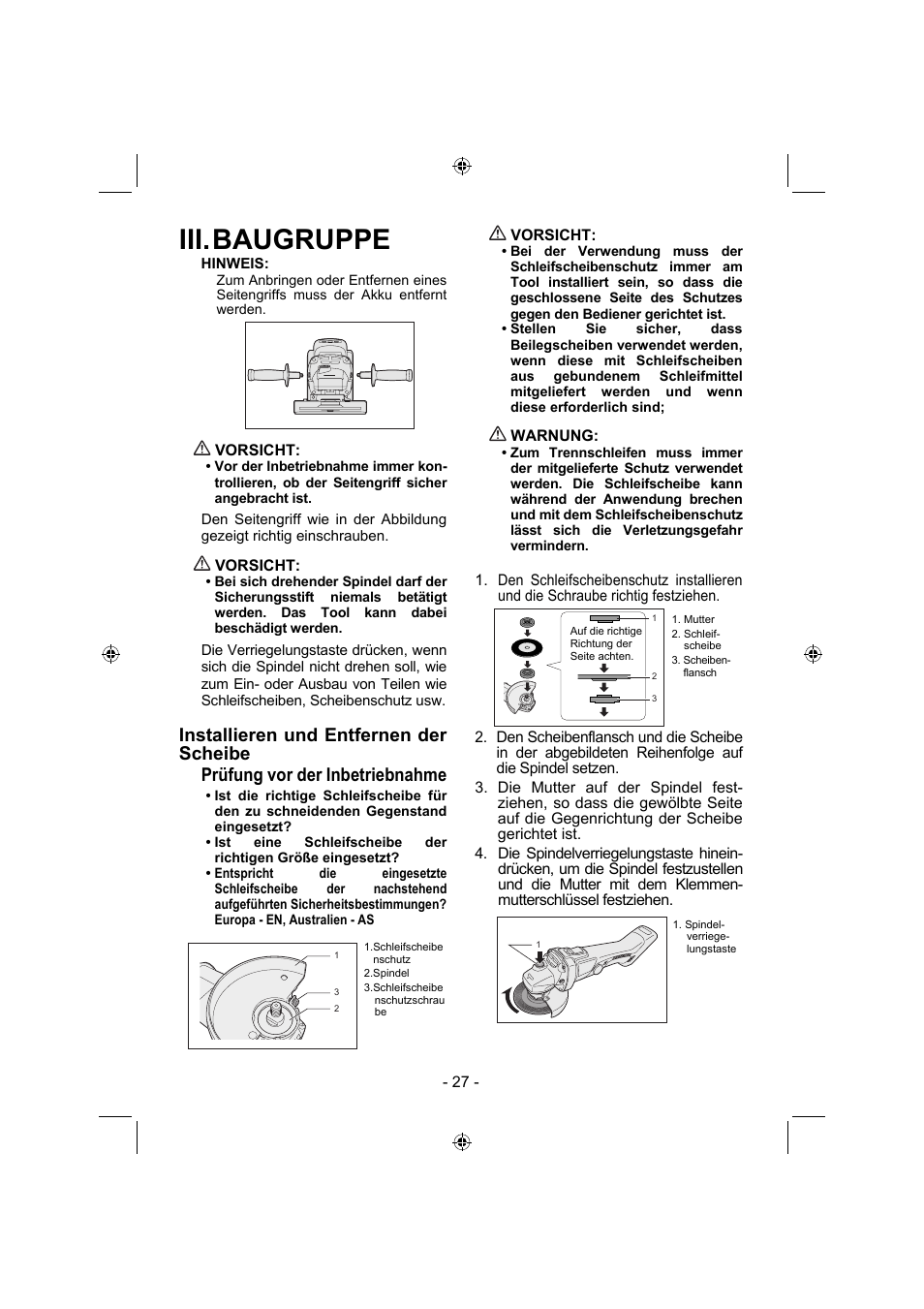 Iii. baugruppe | Panasonic EY4640 User Manual | Page 27 / 196