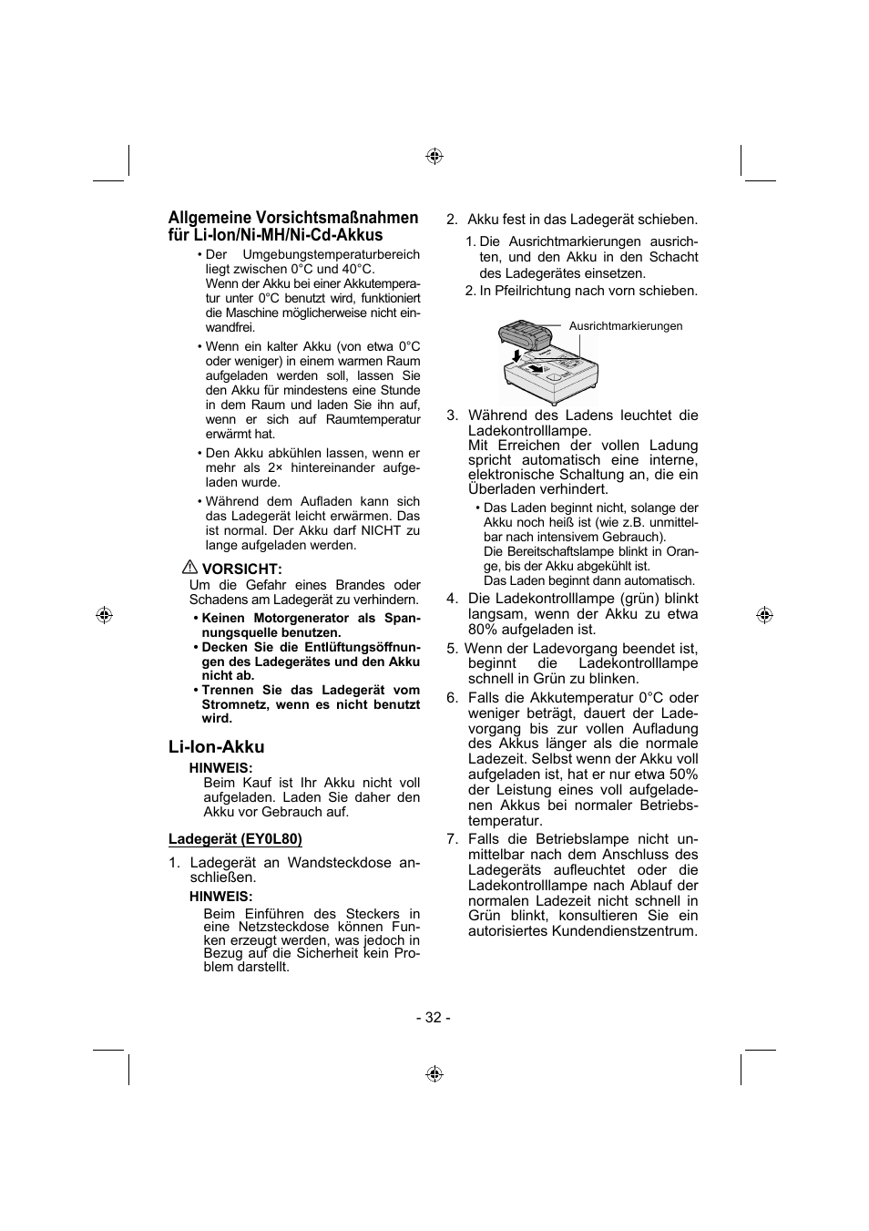 Li-ion-akku | Panasonic EY4640 User Manual | Page 32 / 196