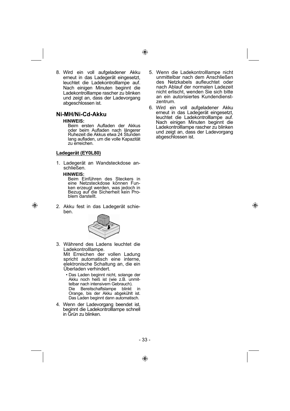 Ni-mh/ni-cd-akku | Panasonic EY4640 User Manual | Page 33 / 196
