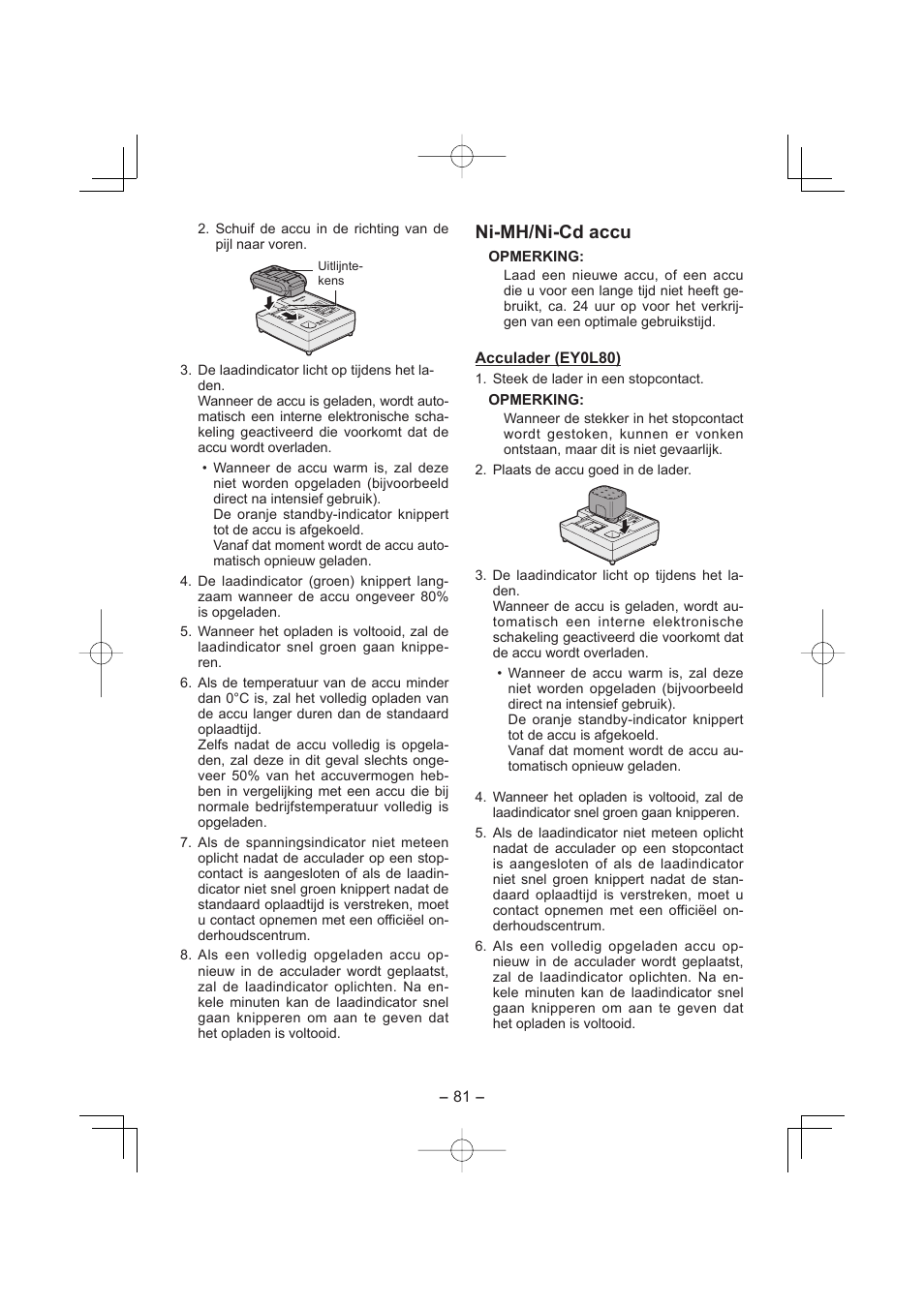 Ni-mh/ni-cd accu | Panasonic EY4640 User Manual | Page 81 / 196