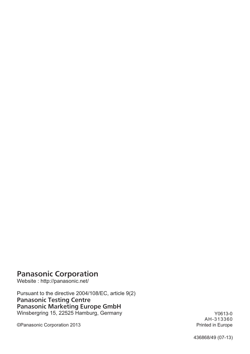 Panasonic corporation | Panasonic NRBN31AS1 User Manual | Page 68 / 68