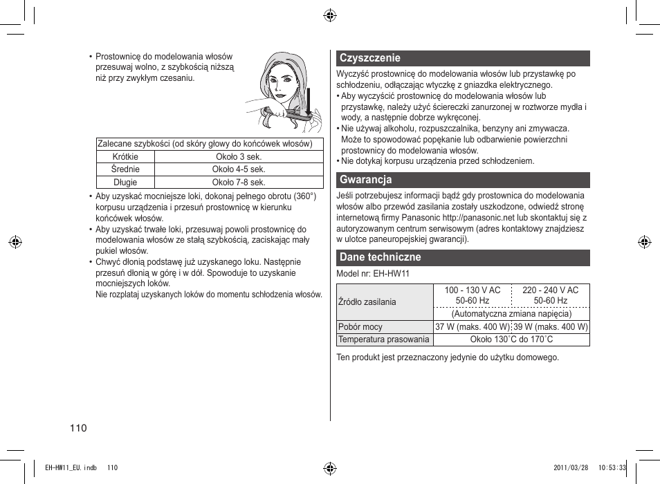 Panasonic EHHW11 User Manual | Page 110 / 158