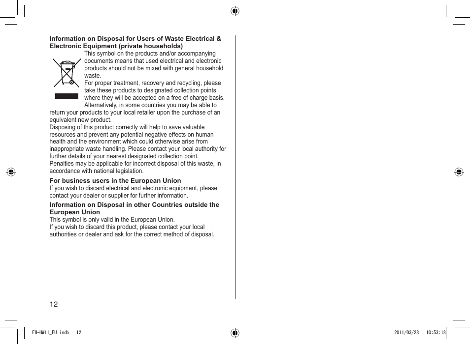 Panasonic EHHW11 User Manual | Page 12 / 158