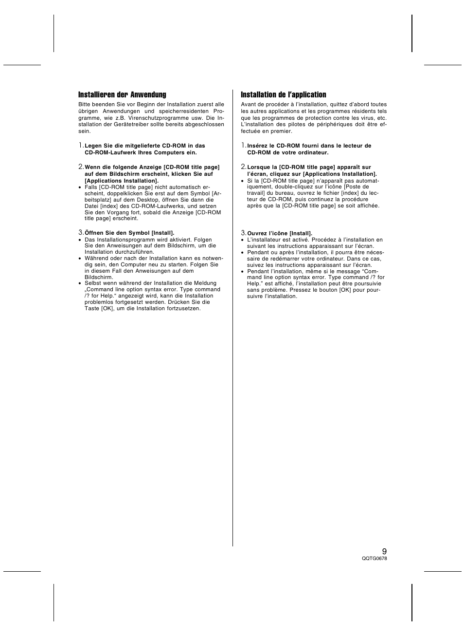 Installieren der anwendung, Installation de l’application | Panasonic SXKN7000 User Manual | Page 9 / 12