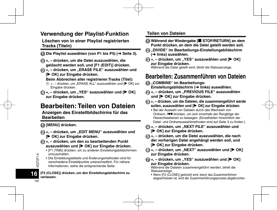 Verwendung der playlist-funktion | Panasonic RRXS410E User Manual | Page 100 / 230