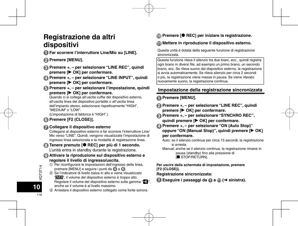 Registrazione da altri dispositivi | Panasonic RRXS410E User Manual | Page 118 / 230
