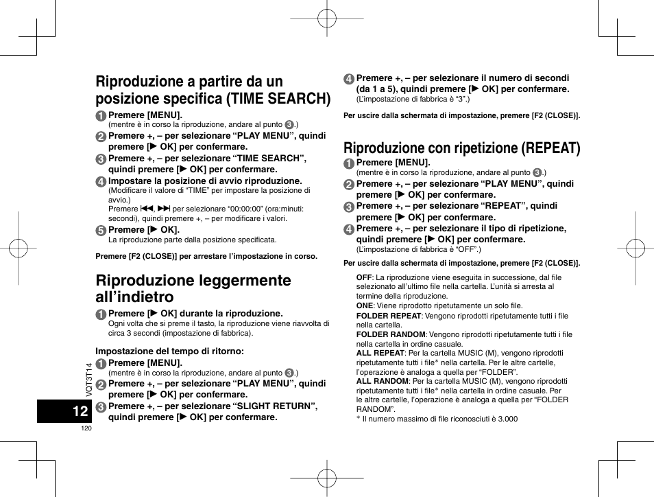 Riproduzione leggermente all’indietro | Panasonic RRXS410E User Manual | Page 120 / 230