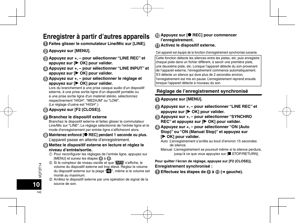 Enregistrer à partir d’autres appareils | Panasonic RRXS410E User Manual | Page 142 / 230