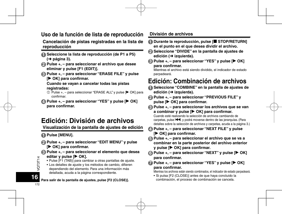 Uso de la función de lista de reproducción | Panasonic RRXS410E User Manual | Page 172 / 230