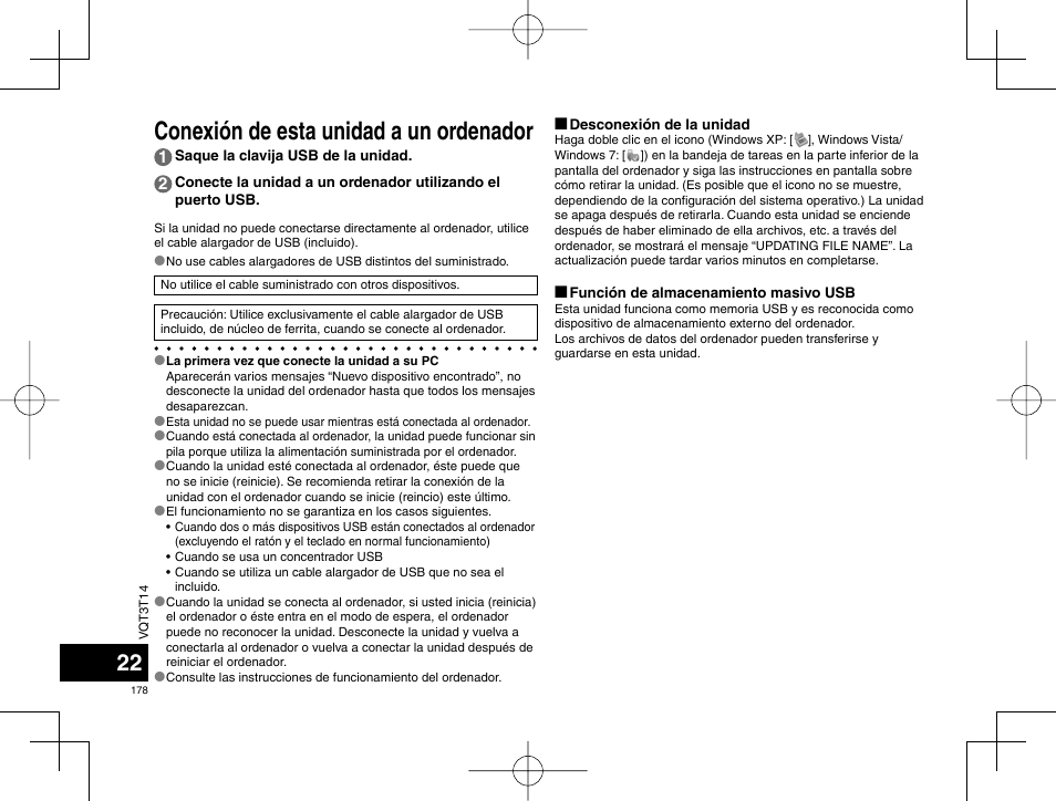 Conexión de esta unidad a un ordenador | Panasonic RRXS410E User Manual | Page 178 / 230