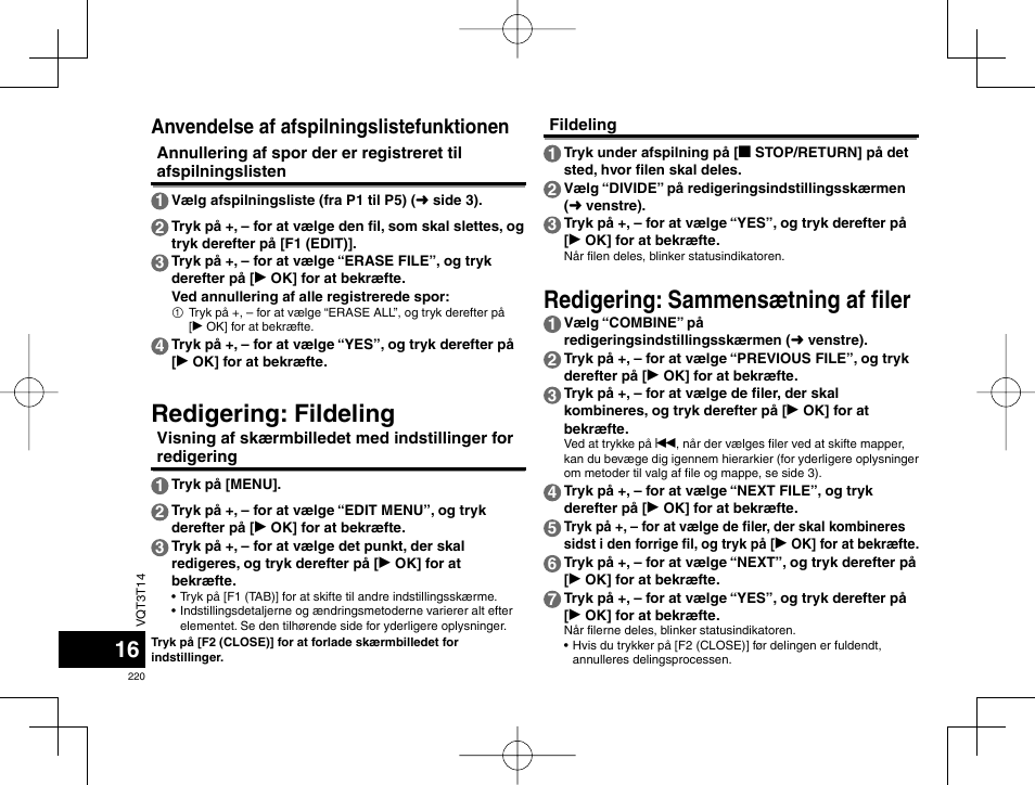 Anvendelse af afspilningslistefunktionen | Panasonic RRXS410E User Manual | Page 220 / 230
