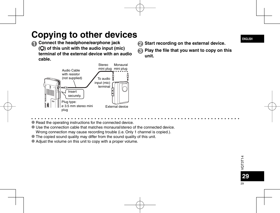 Copying to other devices | Panasonic RRXS410E User Manual | Page 29 / 230