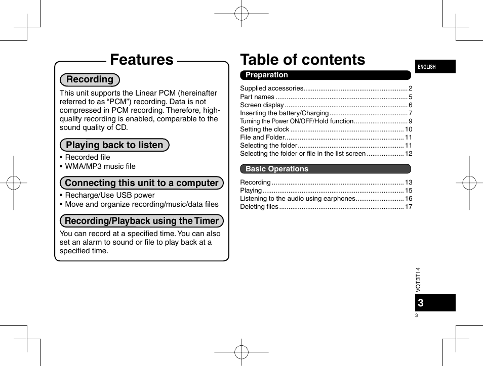 Panasonic RRXS410E User Manual | Page 3 / 230