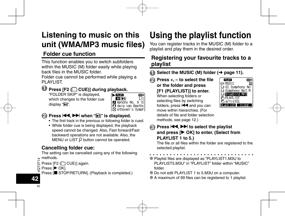 Using the playlist function | Panasonic RRXS410E User Manual | Page 42 / 230