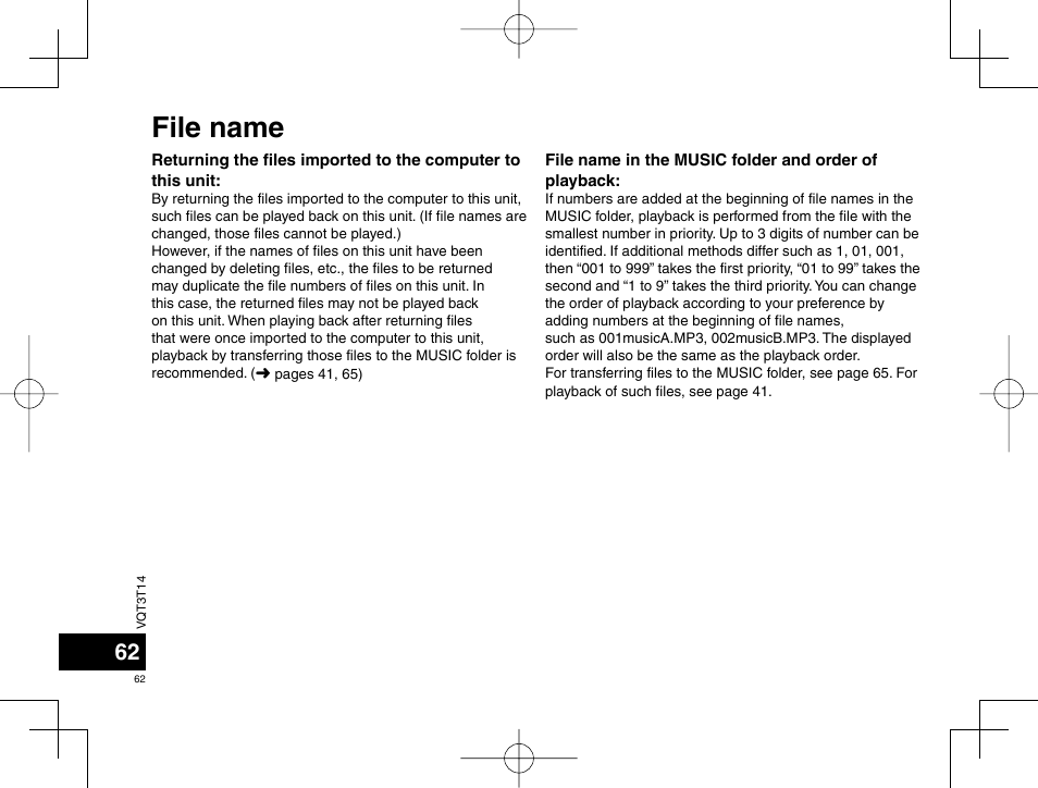 File name | Panasonic RRXS410E User Manual | Page 62 / 230