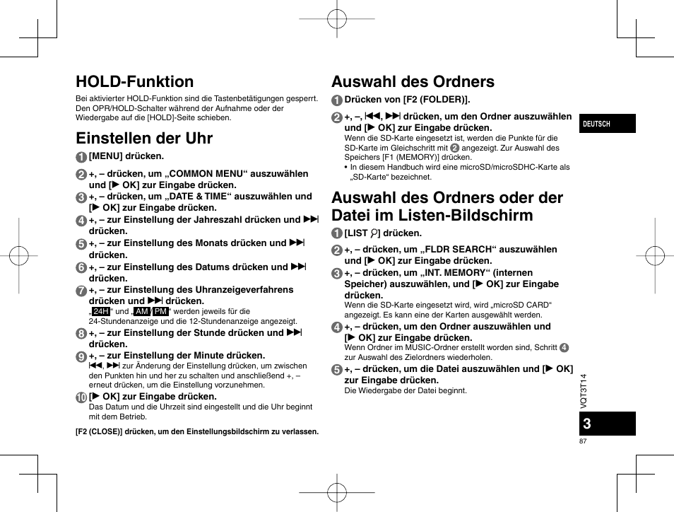 Panasonic RRXS410E User Manual | Page 87 / 230