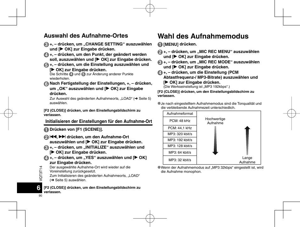 Auswahl des aufnahme-ortes | Panasonic RRXS410E User Manual | Page 90 / 230