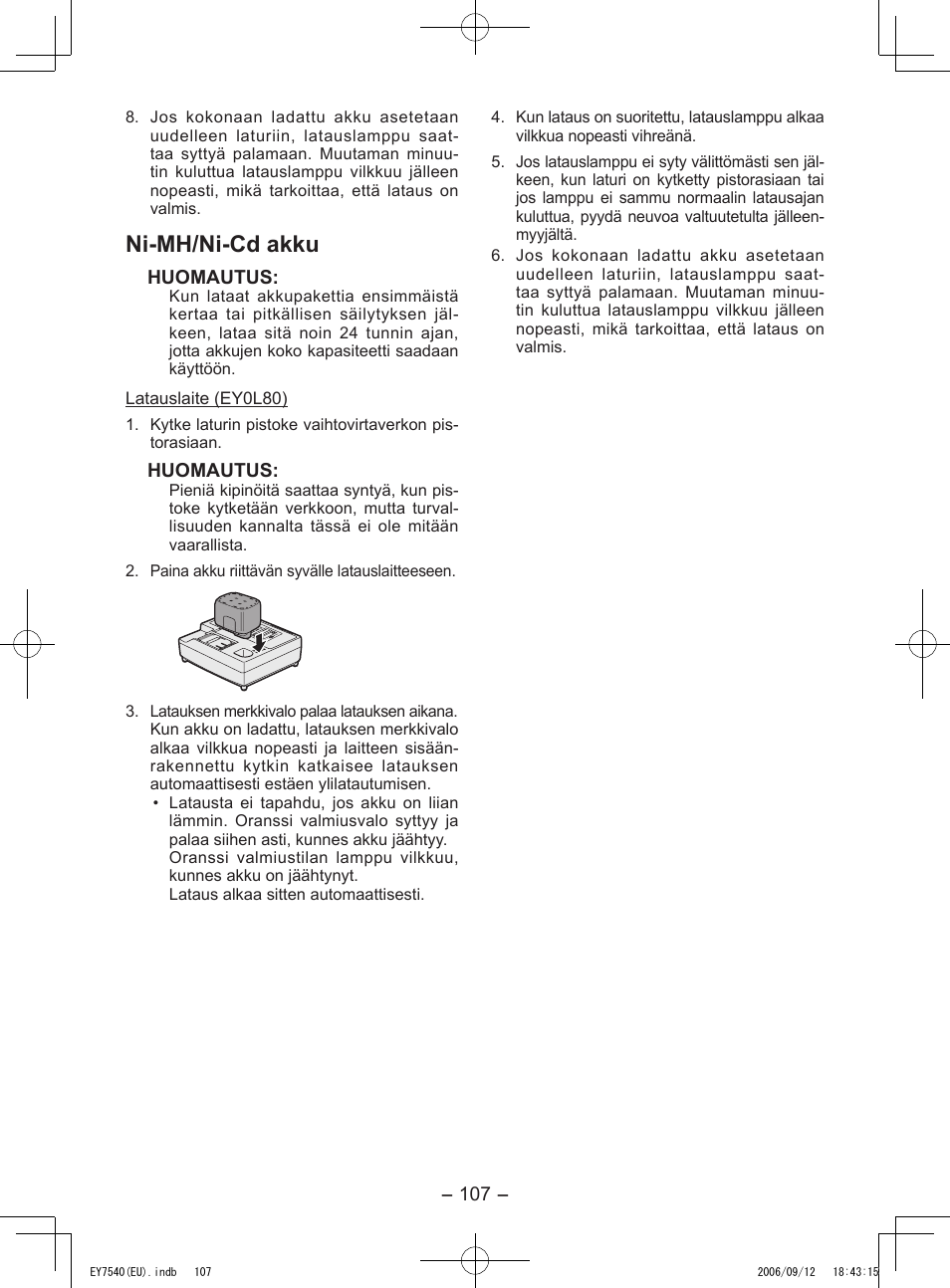 Ni-mh/ni-cd akku | Panasonic EY7540 User Manual | Page 107 / 136