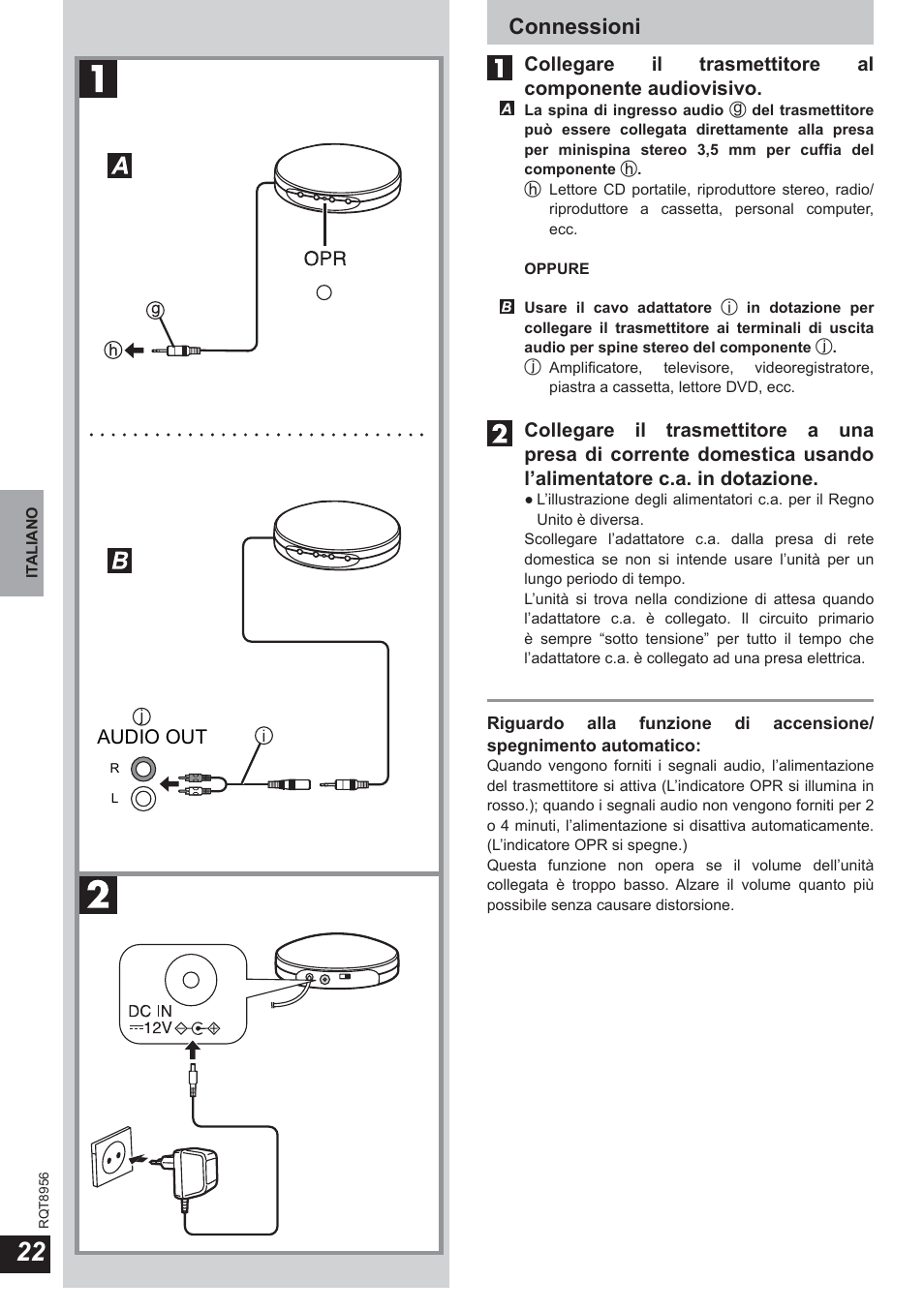 Connessioni | Panasonic RPWH25 User Manual | Page 22 / 64