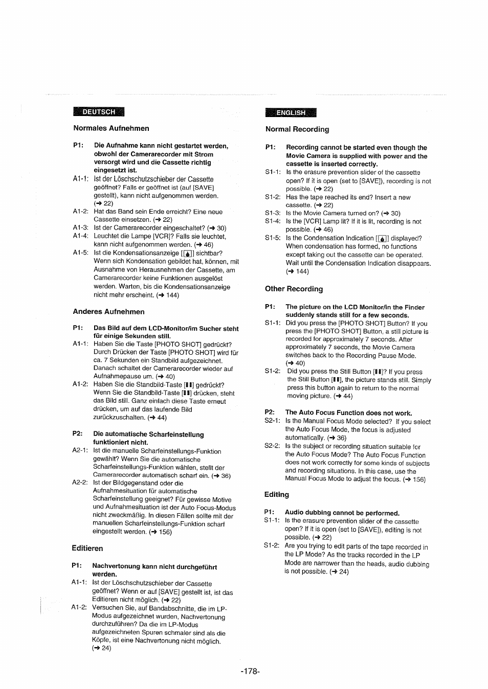Normal recording, Anderes aufnehmen, Editieren | Other recording, Editing | Panasonic NVDX100EG User Manual | Page 178 / 188