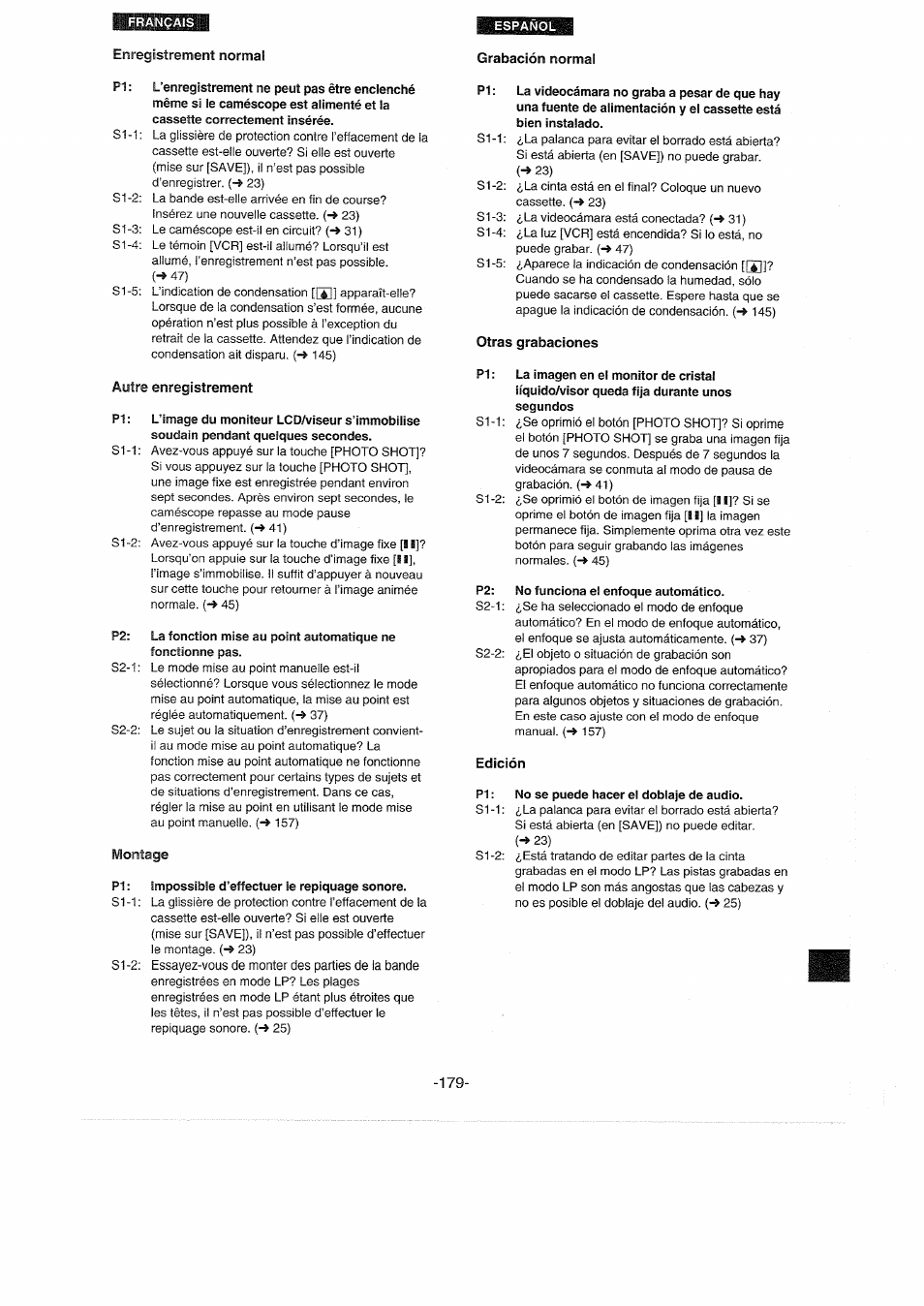 Autre enregistrement, Otras grabaciones, Edición | Panasonic NVDX100EG User Manual | Page 179 / 188