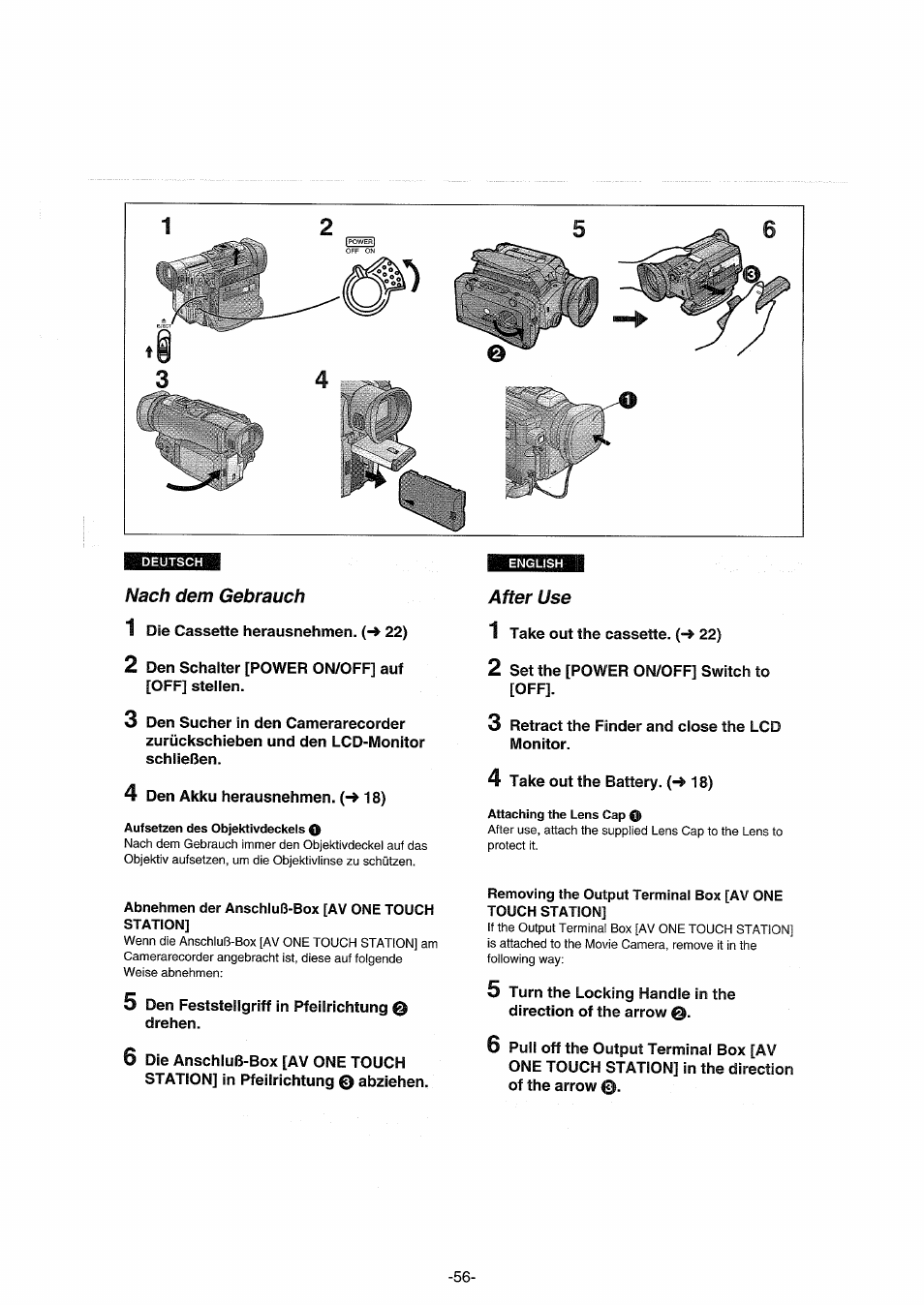 Nach dem gebrauch, After use | Panasonic NVDX100EG User Manual | Page 56 / 188