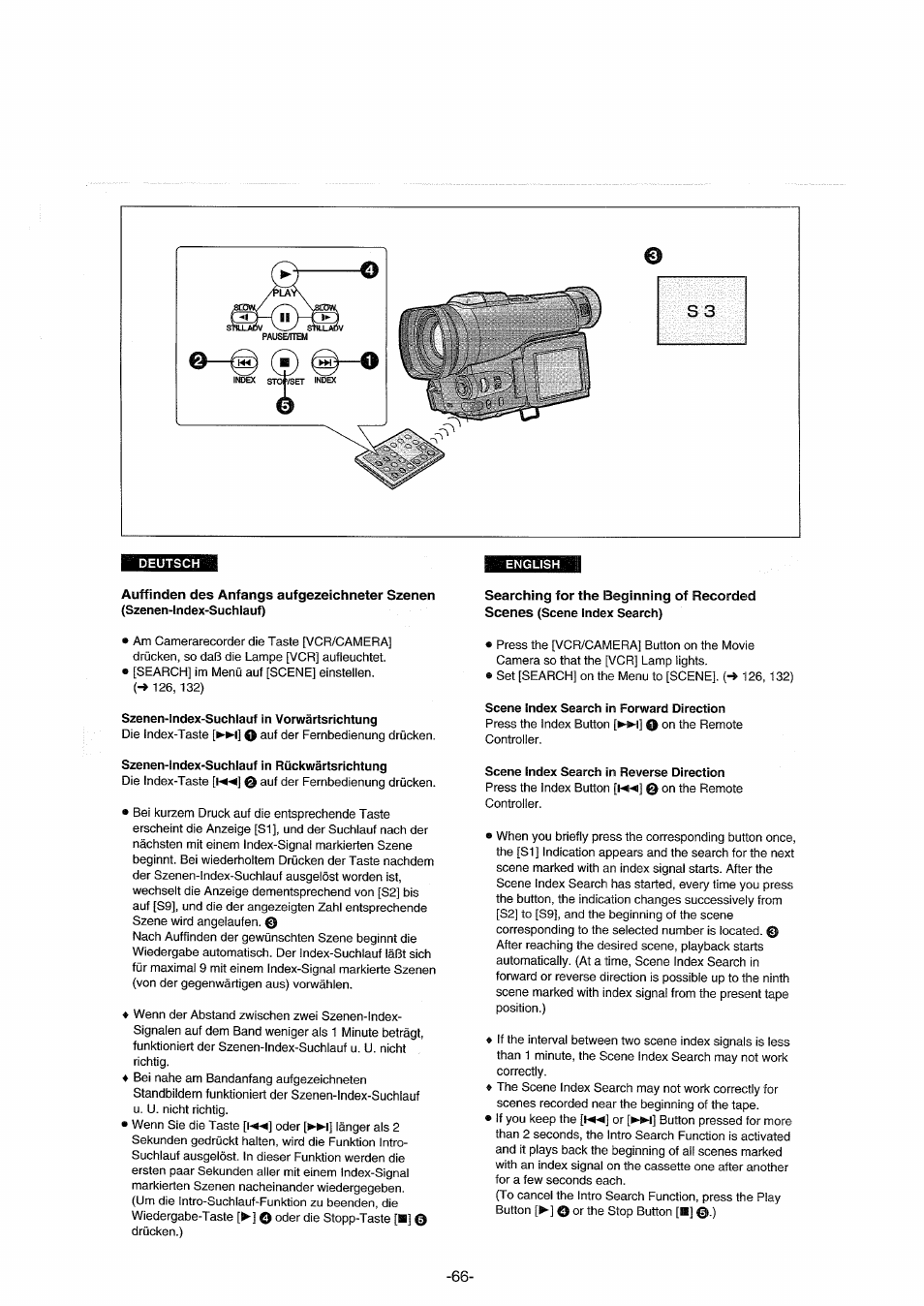Auffinden des anfangs aufgezeichneter szenen, Searching for the beginning of recorded | Panasonic NVDX100EG User Manual | Page 66 / 188
