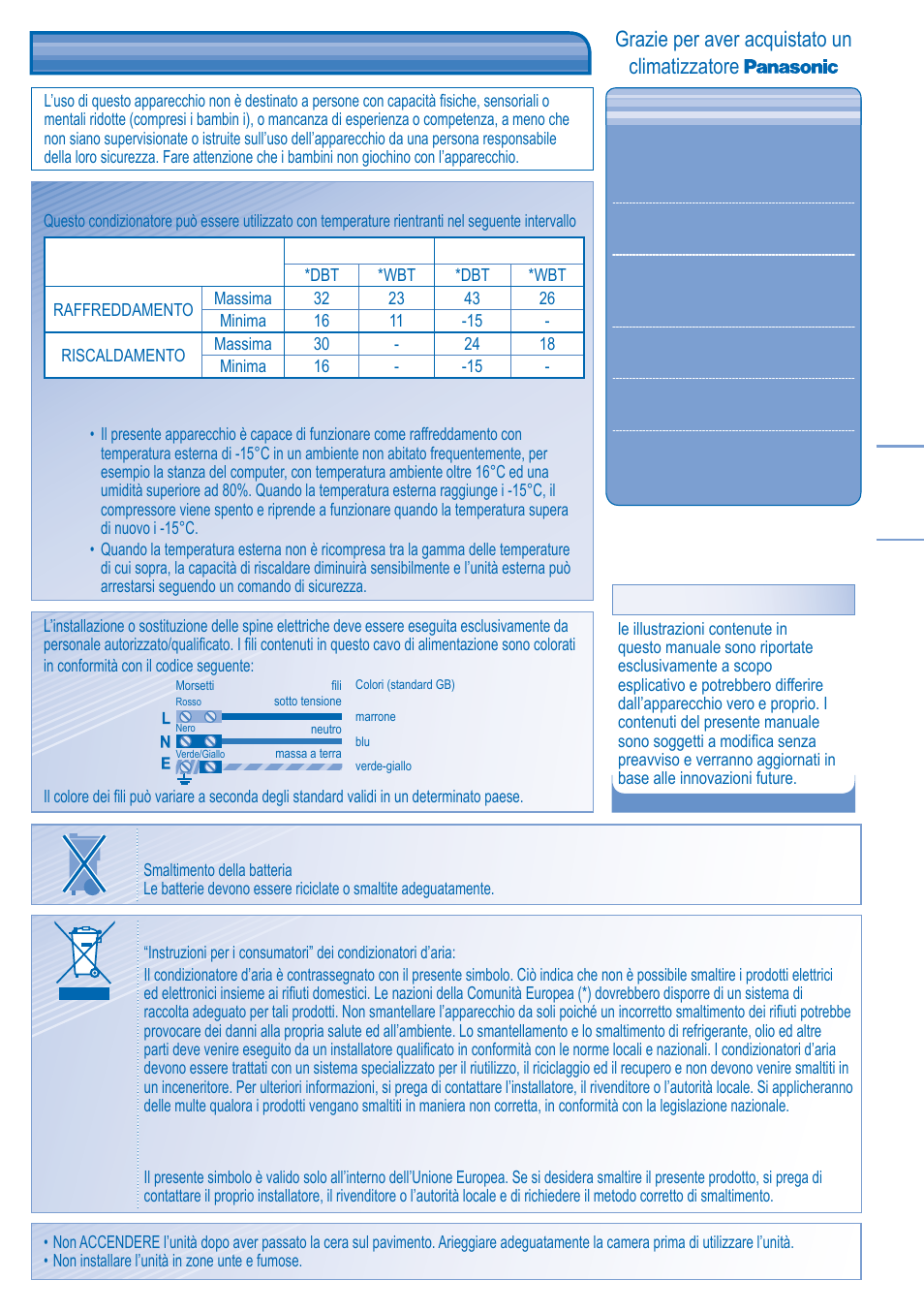 Normative, Grazie per aver acquistato un climatizzatore | Panasonic KITE21JD3EA User Manual | Page 27 / 56