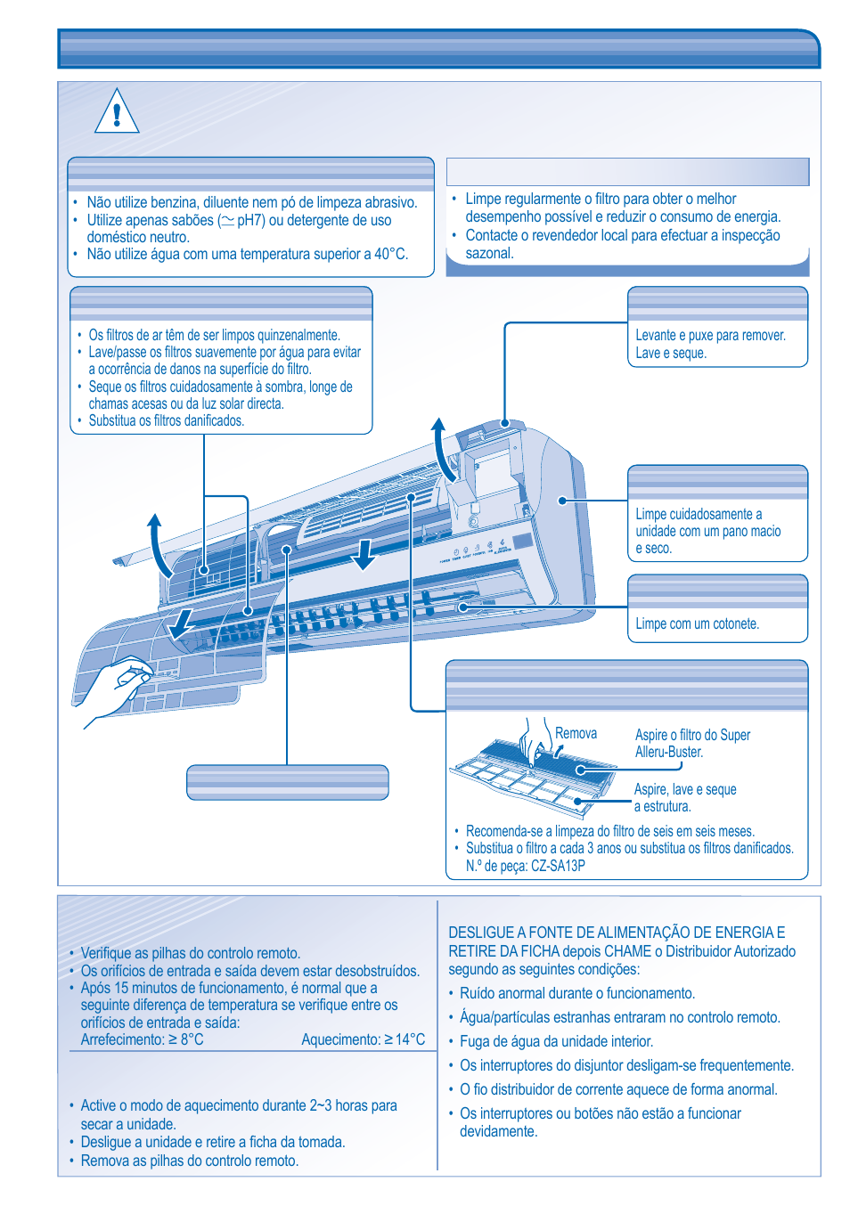 Manutenção e limpeza | Panasonic KITE21JD3EA User Manual | Page 42 / 56