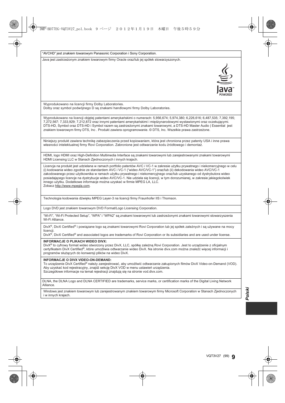 Panasonic DMPBD77EG User Manual | Page 99 / 112