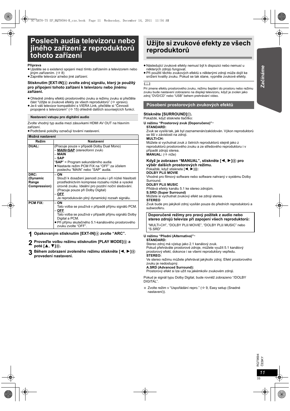 Užijte si zvukové efekty ze všech reproduktorů | Panasonic SCXH75EP User Manual | Page 33 / 94