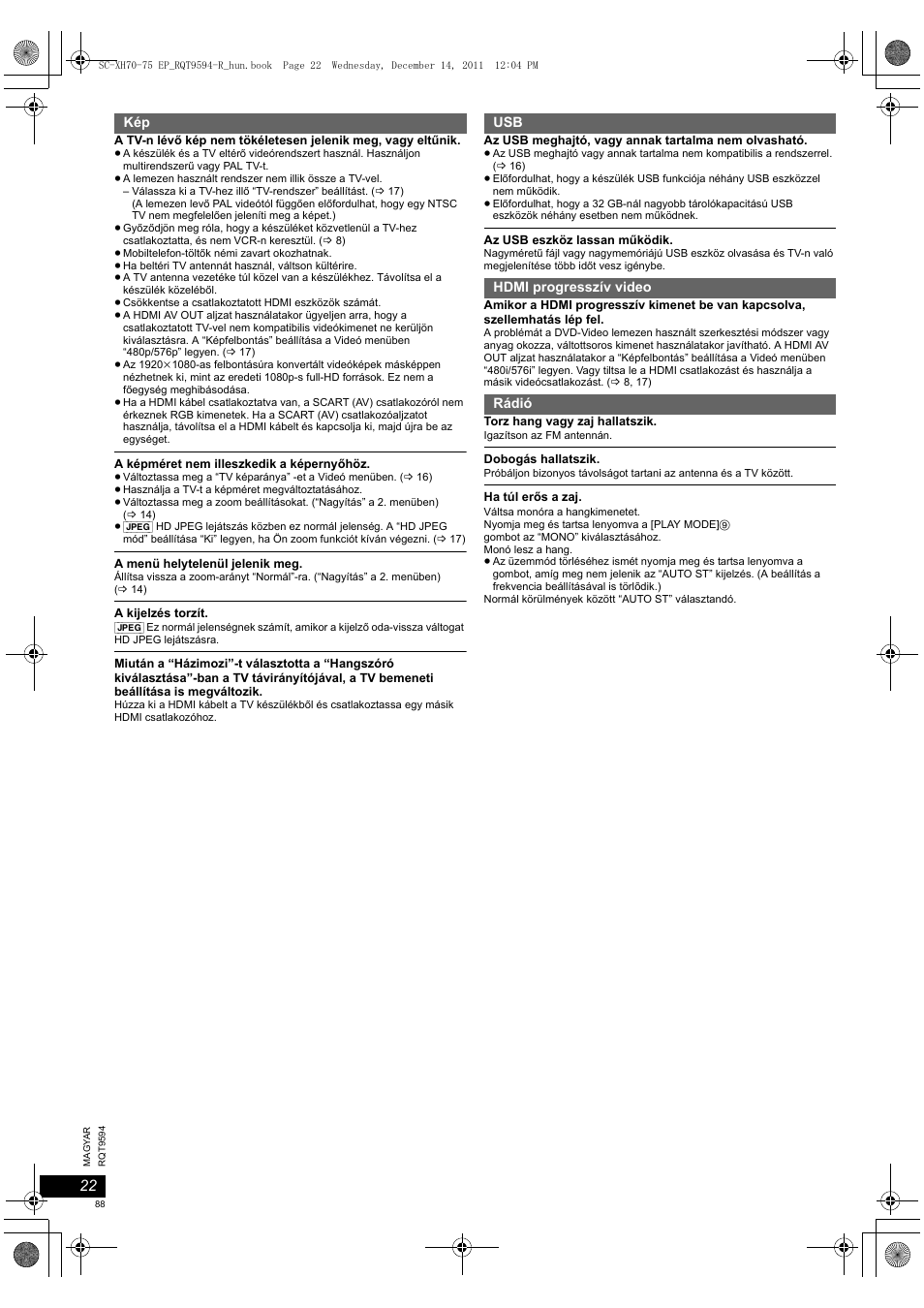 Panasonic SCXH75EP User Manual | Page 88 / 94