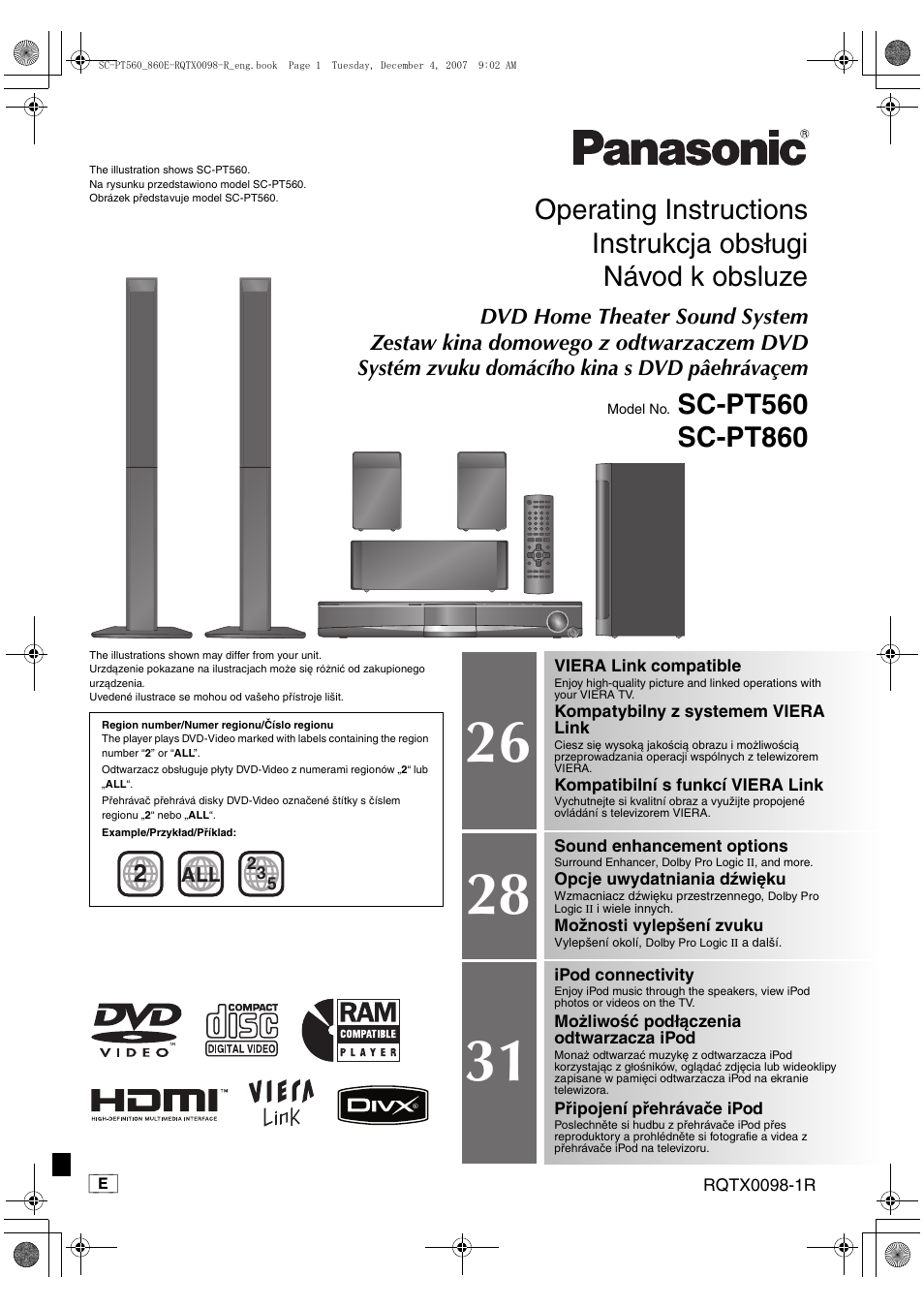 Panasonic SCPT860 User Manual | 116 pages