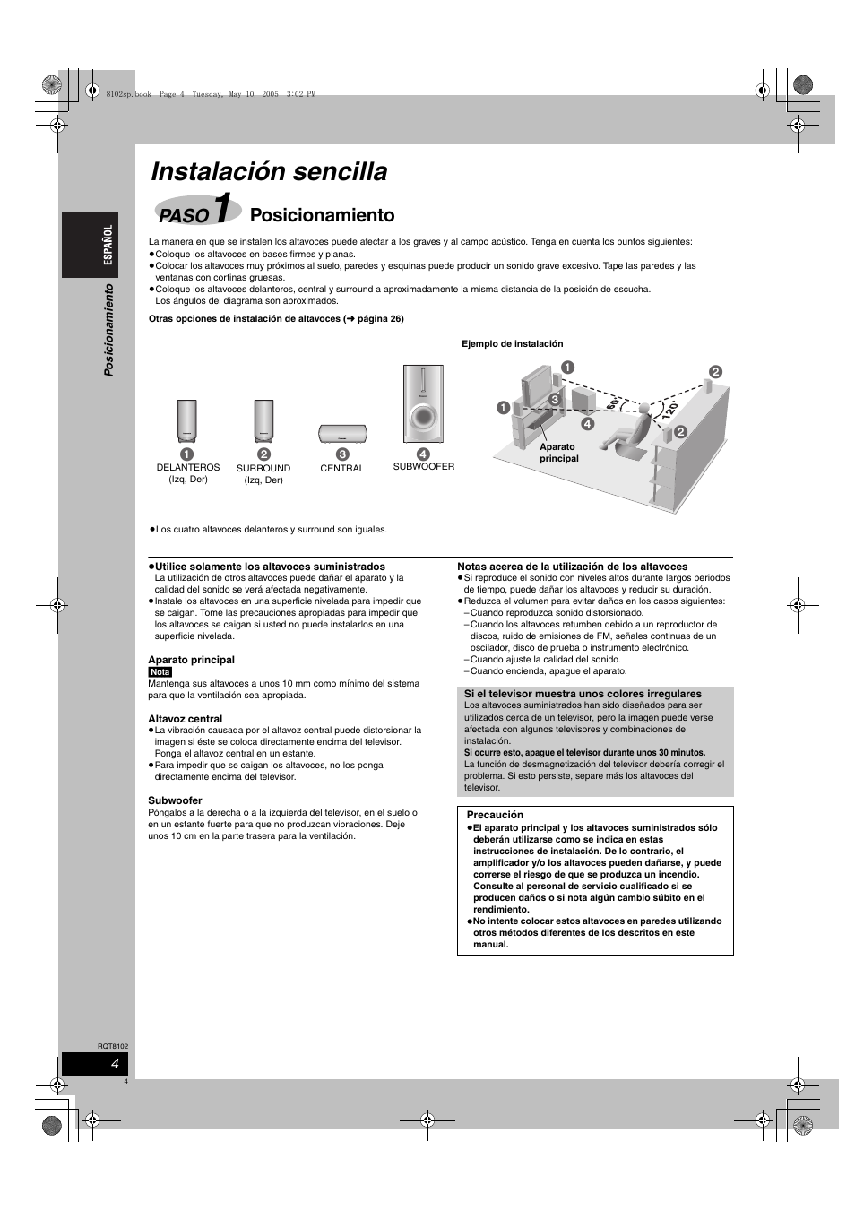 Instalación sencilla, Paso, Posicionamiento | Panasonic SCHT335 User Manual | Page 4 / 92