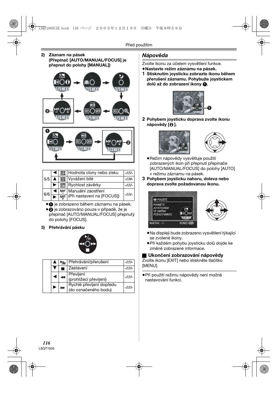Nápověda | Panasonic NVGS37EP User Manual | Page 116 / 204