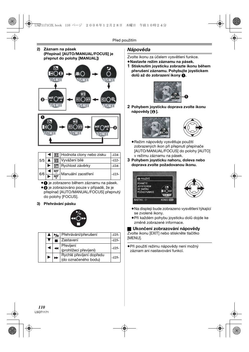 Nápověda | Panasonic NVGS60EP User Manual | Page 110 / 192