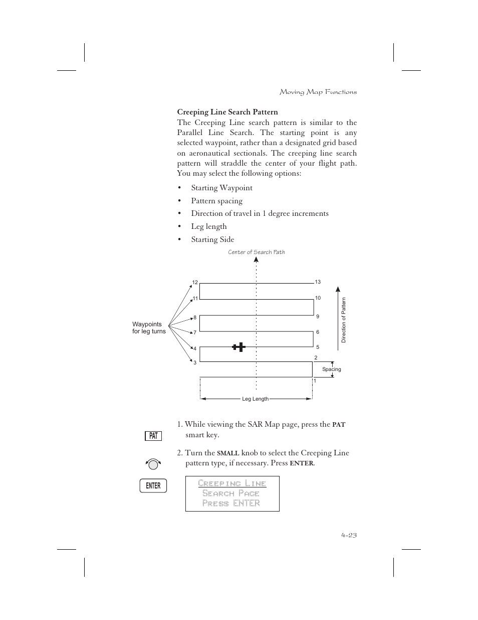 Creeping line search pattern 4-23, Creeping line pattern 4-23, Creeping line search pattern -23 | Apollo 65 User Manual | Page 101 / 324