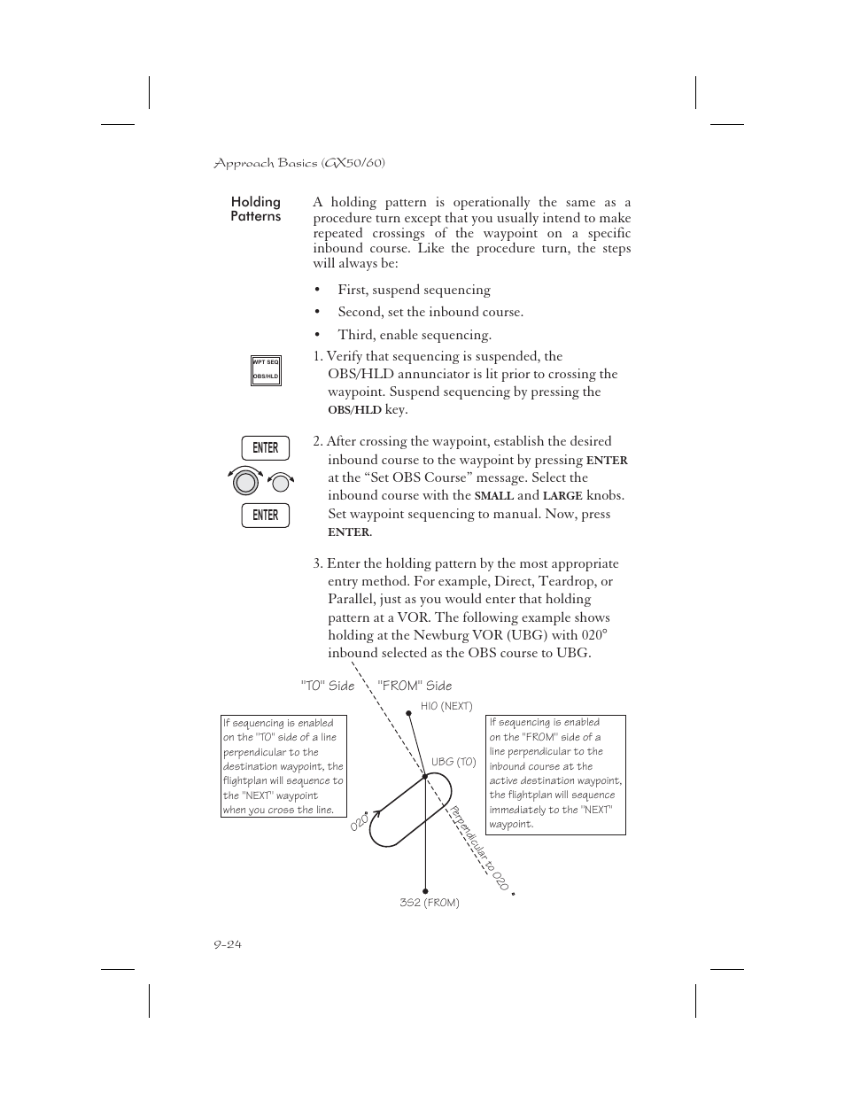 Holding patterns 9-24, Holding patterns -24 | Apollo 65 User Manual | Page 214 / 324