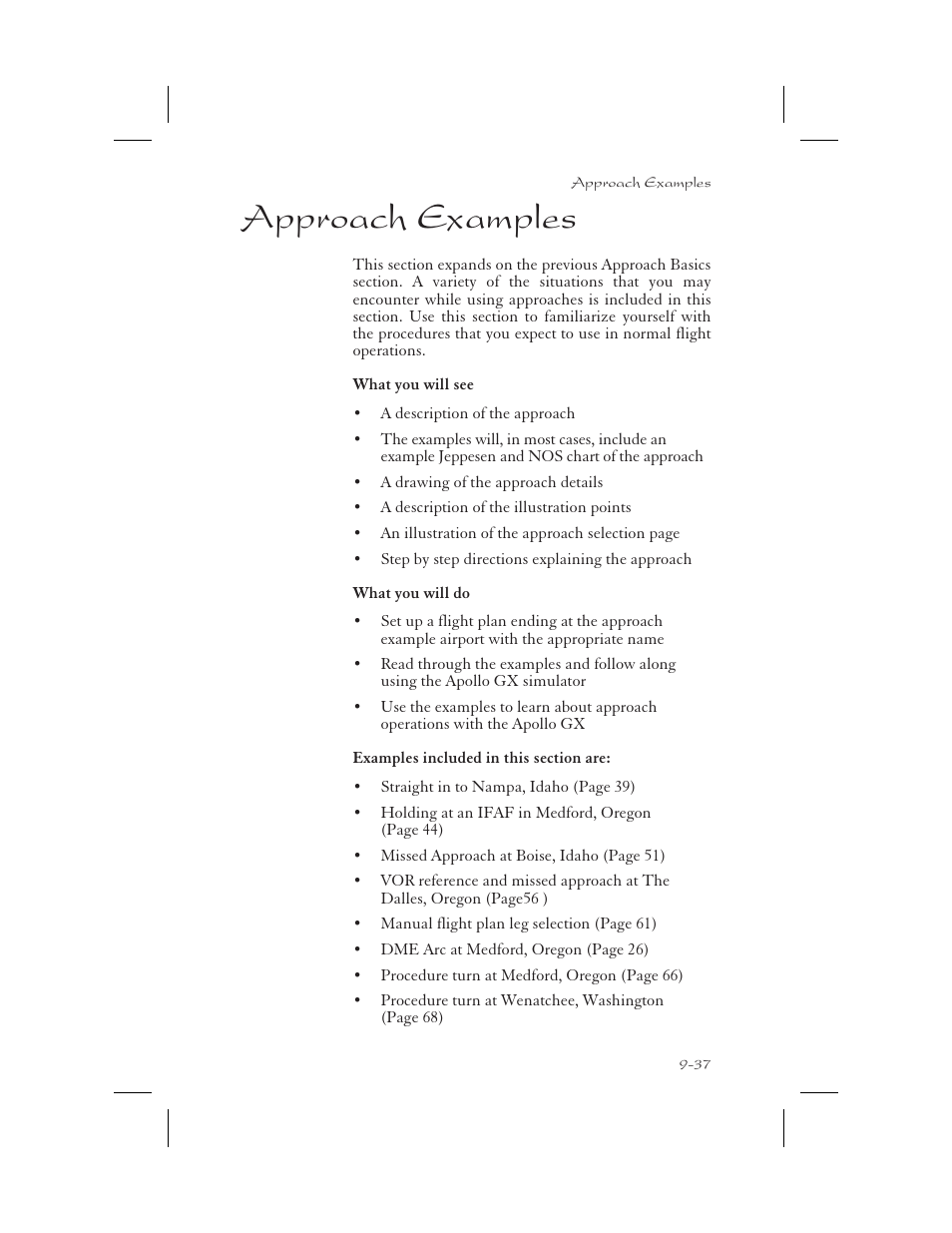 Approach examples 9-37, Examples 9-37 - 9-76, Approach 9-37 - 9-76 | Approach examples -37, Approach examples | Apollo 65 User Manual | Page 227 / 324